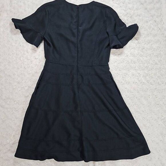Banana Republic Flutter Sleeve Fit Flare Navy Dress With Pockets Size 4 - Picture 14 of 15